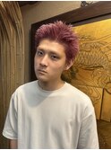 メンズ/ブリーチカラー/ビビッドピンク/原宿/個性派/20代人気