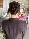 ヘアセット カチモリ 韓国風 お団子 アップスタイル 結婚式