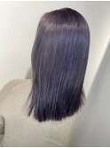 パープルカラー_マロンベージュ Aラインボブ かきあげ