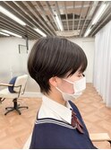 髪質改善トリートメント_マロンベージュ Aラインボブ かきあげ