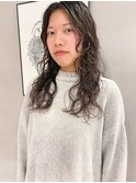 こなれロングモテ髪薄めバング前髪デジタルパーマ大人美人
