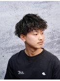 ツーブロックスパイラルパーマ<理容室><MEN'S/中野/バーバー>