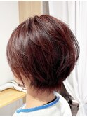 丸みショート×バーガンディ×20代30代40代50代