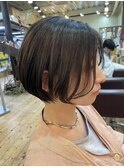 大人可愛い20代30代40代黒髪前下がりショートボブ丸みショート◎