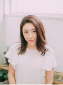 サイドパートセミロング