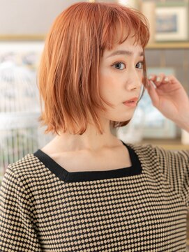 カバーヘア ブリス 志木南口駅前店(COVER HAIR bliss) ★前髪パーマアプリコットオレンジミニボブレイヤー20代30代★2