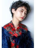 short[パーマ、ジグザグバング、ハンサムショート]