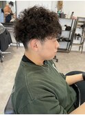 20代30代韓流☆ツイストパーマショートマッシュアッシュブラック