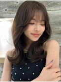 流れる顔まわりオリーブベージュくびれヘア【肥田亜沙美】