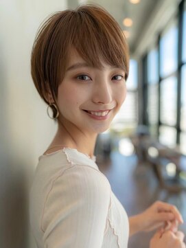 イオ 本厚木(io) 20代30代大人かわいい丸みショートベージュカラー前髪