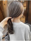 【松本咲花】ブリーチなしダブルカラー透明感オリーブグレージュ