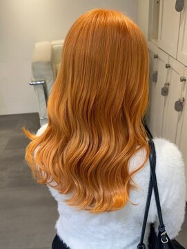 ベレーザ 渋谷(BELEZA) 10908アプリコットオレンジ韓国風巻きくすみベージュロング