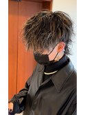 ツイストスパイラルパーママッシュウルフハイライト