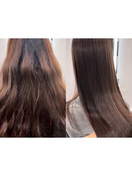 通う度に潤うツヤ髪に!【アクアミネラル】が髪にしっかり浸透し健康的な状態に導く♪【縮毛矯正/髪質改善】