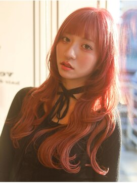 ベレッタ 枚方店(veretta.) 今っぽロング★顔まわりレイヤー/高発色レッドカラー/春カラー