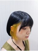 インナーカラー ブルーブラック×イエロー