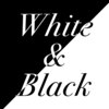 ホワイトアンドブラックのお店ロゴ