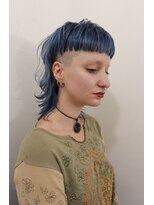 レコ 渋谷(LECO)&nbsp;ケアブリーチ青髪ライトブルーレイヤーマレットウルフカット