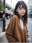 ミディアムレイヤー　後れ毛　小顔　ワンカール　20代30代40代