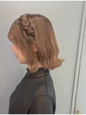 アレンジも◎編み込みのカフェラテベージュ