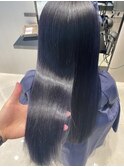透明感ブルーブラックロング　20代/30代/40代女性