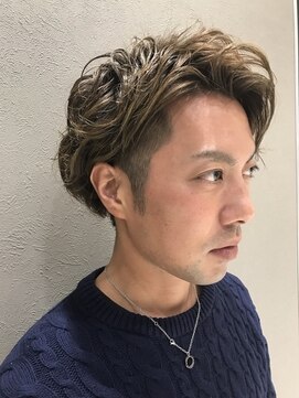 センター分けメンズマッシュショート リアルパーマ L プログレス 立川若葉店 Progress のヘアカタログ ホットペッパービューティー