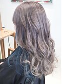 グレージュ×インナーカラーブルー☆Wカラーデザインカラー