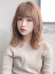 ★小顔薄めバングイメチェンピンクブラウンエアリーロング美髪