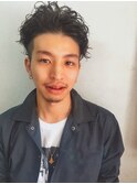 波巻きスパイラルパーマ　かき上げヘア　ニュアンスパーマ