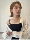 オールバックヘア×オレンジブラウン