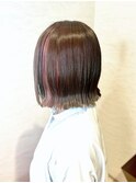インナーカラー/切りっぱなしボブ/前下がりワンレン/外ハネボブ
