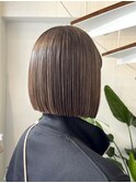 白髪ぼかし ナチュラル ベージュ 大人ボブ 50代 ◎Aina