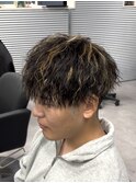 ツイストピンパーマハイライトメッシュ金メッシュメンズパーマ柏