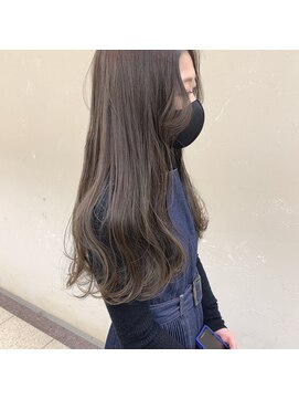 顔周りレイヤー/ゆるめロング/グレージュ