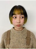 インナーがイエローのボブ