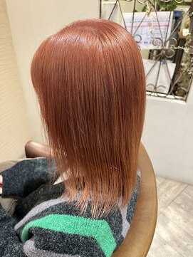 ブランシェ ヘアデザイン(BLANCHE hair design) ブリーチありアプリコットカラー