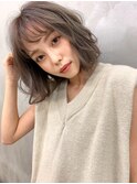 【Blanc】オリーブベージュ＿レイヤーボブ＿ウェーブミディアム