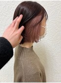 【 VIVO】定番人気インナーカラーボブ コーラルピンクベージュ