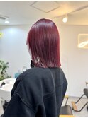 切りっぱなしボブ+ピンクバイオレットカラー