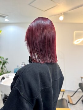 アラレ(ARARE) 切りっぱなしボブ+ピンクバイオレットカラー