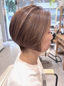 グラッシー センター北店(GLASSI) 白髪ぼかしハイライト★ピンクベージュ★美髪ハンサムショート