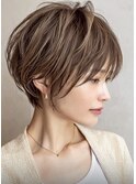大人ショート 白髪ぼかし 脱白髪染め ハイライト40代50代60代