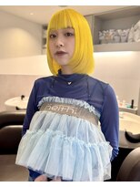ニコフクオカヘアーメイク(NIKO Fukuoka Hair Make)&nbsp;切りっぱなしボブ/レモンカラー/イエローカラー