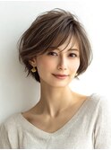 大人ショートレイヤー白髪ぼかし脱白髪染め40代50代60代原宿