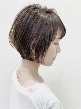 ジェービーヘア 稲毛(jb hair) 黒髪オリーブグレー小顔ショートボフ【稲毛】