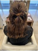 ルーズハーフアップ ドレスヘア 結婚式 お呼ばれ 二次会