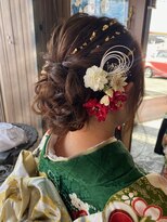 オーバーキャプテンネイキッド(OVER CAPTAIN NAKED)&nbsp;成人式前撮り-着物向け編み込みアレンジ