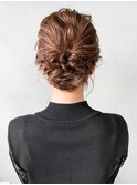 結婚式二次会編みおろし編み込みお呼ばれヘアセットドレスヘア