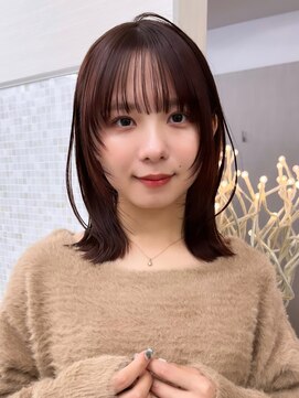 アンフィニー 銀座(ANFINI) 顔まわりレイヤーレイヤーカット前髪ピンクブラウン