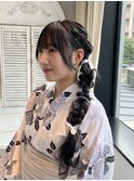 ロングを活かした編み下ろし浴衣ヘア♪